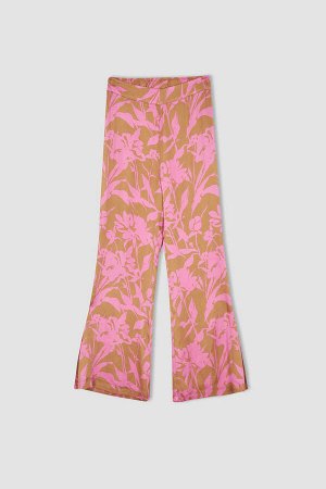 DEFACTO Атласные брюки с расклешенными штанинами и цветочным принтом