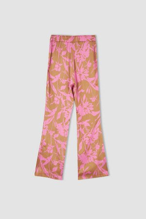 DEFACTO Атласные брюки с расклешенными штанинами и цветочным принтом