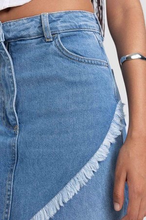 DEFACTO Длинная джинсовая юбка миди из 100 % хлопка с разрезом