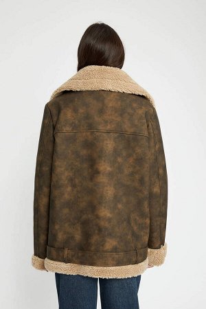 Водонепроницаемое замшевое пальто из искусственной кожи с подкладкой из искусственного меха Relax Fit
