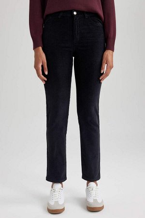 DEFACTO Carmela Вельветовые брюки стандартного кроя с завышенной талией и карманами
