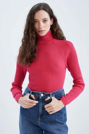 Облегающий свитер с высоким воротником