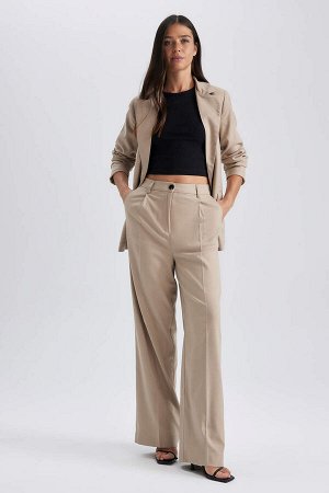 Широкие брюки с карманами и высокой талией, длинные брюки с широкими штанинами