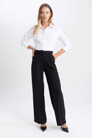 DEFACTO Широкие тканые брюки с высокой талией и широкими карманами на штанинах