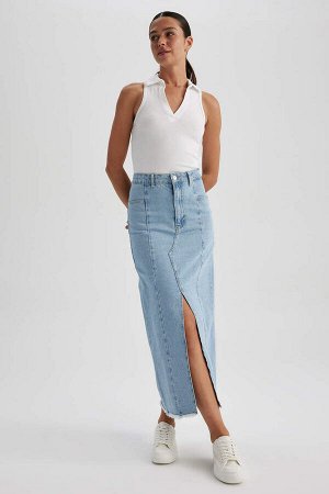 Модная джинсовая юбка макси из 100% хлопка