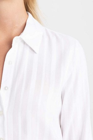 DEFACTO Рубашка стандартного кроя с рубашечным воротником и текстурированным длинным рукавом