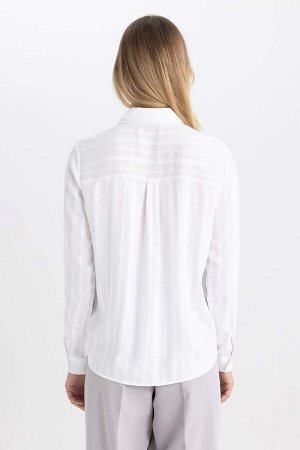 DEFACTO Рубашка стандартного кроя с рубашечным воротником и текстурированным длинным рукавом