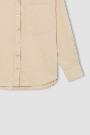 Рубашка оверсайз из 100% хлопка из поплина с длинными рукавами