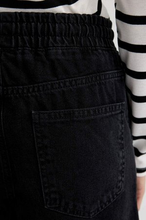 Джинсовые брюки из 100% хлопка с высокой талией и удобной посадкой до щиколотки с гибкой талией