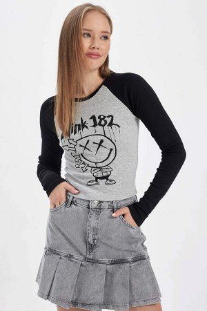 DEFACTO Облегающая футболка Cool Blink с круглым вырезом и длинными рукавами