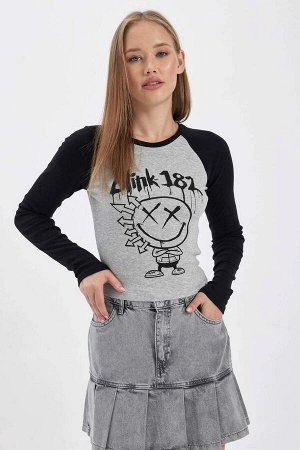 DEFACTO Облегающая футболка Cool Blink с круглым вырезом и длинными рукавами