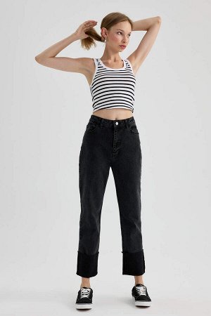 Длинные джинсовые брюки прямого кроя Mary Vintage с высокой талией и складками