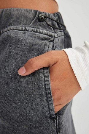 Джинсовые брюки из 100% хлопка с высокой талией Jogger, удобная посадка и гибкая талия