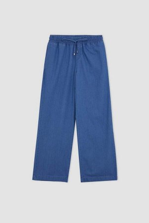 Джинсовые брюки из 100% хлопка прямого кроя с нормальной талией и широкой талией