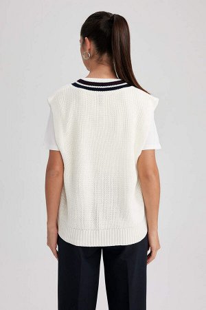 Вязаный свитер Selanik стандартного кроя с V-образным вырезом