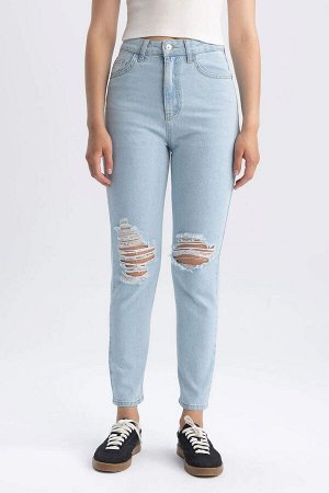 Lina Comfort Mom Fit, удобная посадка, легкие узкие джинсовые брюки длиной до щиколотки с рваными деталями и деталями