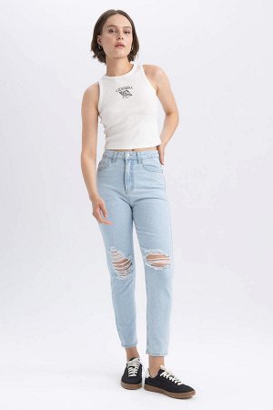 Lina Comfort Mom Fit, удобная посадка, легкие узкие джинсовые брюки длиной до щиколотки с рваными деталями и деталями