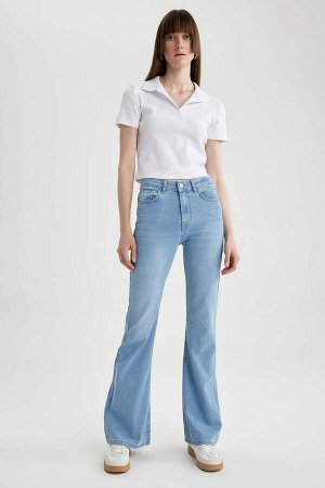 DEFACTO Длинные джинсовые брюки Mia с завышенной талией и расклешенным кроем