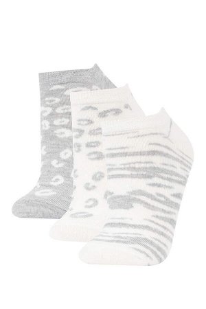 Женские хлопковые носки из трех предметов с леопардовым узором