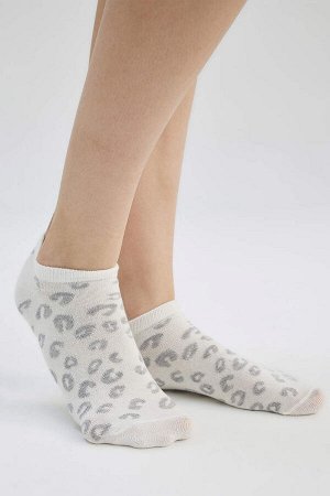 Женские хлопковые носки из трех предметов с леопардовым узором