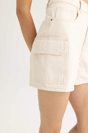 Белые джинсовые шорты Mom Fit с высокой талией из 100% хлопка