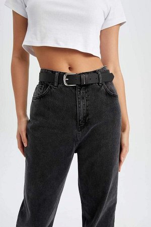 Женский джинсовый ремень из искусственной кожи с прямоугольной пряжкой