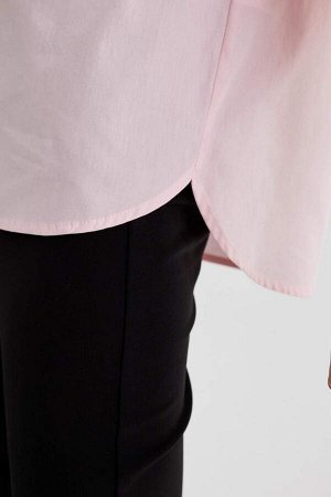 Рубашка оверсайз с длинными рукавами и кружевной отделкой на воротнике, блузка из 100 % хлопка