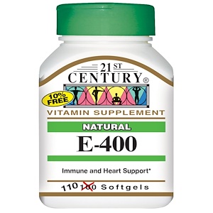 21st Century, E-400, натуральный, 110 желатиновых капсул
