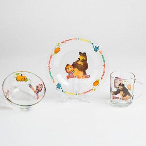 Набор стеклянной посуды "Маша и Медведь - Огород" 3предмета 4606065030745