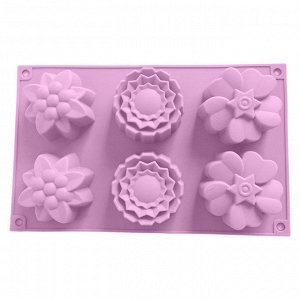Форма для выпечки силиконовая "Цветы" BE-4384S розовая