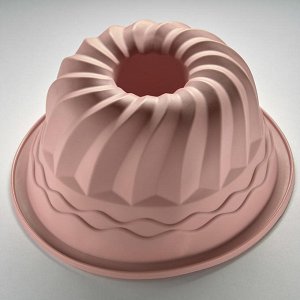Форма ?24х11см для выпечки кекса силиконовая BE-4222S темно-розовая