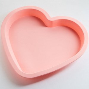 Форма 28,5х25,5х3,3см для выпечки силиконовая AK-6103S "Сердце поэта" розовая