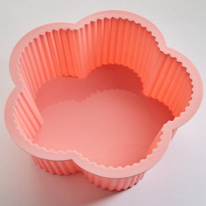 Форма 21х16,5х8см для выпечки кекса силиконовая АК-6137S "Большой цветок" розовая