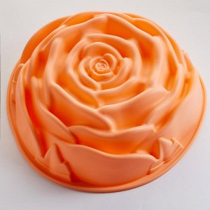 Форма ?24х8,5см для выпечки силиконовая АК-6115S "Волшебная роза" персиковая