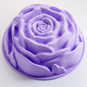 Форма ?24х8,5см для выпечки силиконовая АК-6115S "Волшебная роза" фиолетовая
