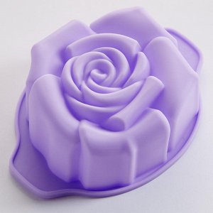 Форма 15х12,5х4,8см для выпечки кекса силиконовая АК-6201S "Раскрывшийся цветок" фиолетовая