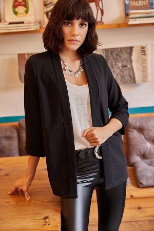 Женская черная куртка-атлас с шалевым воротником CKT-19000139
