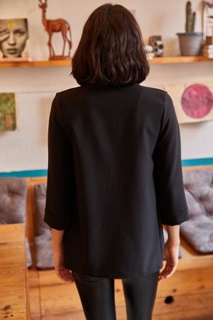 Женская черная куртка-атлас с шалевым воротником CKT-19000139