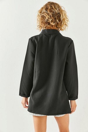 Женская черная куртка атлас с карманами и аксессуарами CKT-19000349