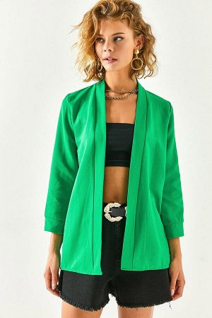 Женская льняная куртка травяно-зеленого цвета CKT-19000351