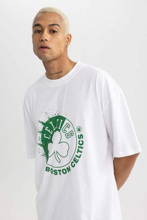 DeFactoFit NBA Boston Celtics Oversize-футболка с круглым вырезом и короткими рукавами