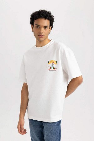 Удобная футболка из плотной ткани с короткими рукавами и принтом с круглым вырезом и рождественской тематикой «Рик и Морти»