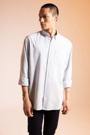 Рубашка приталенного кроя из 100% хлопка с длинными рукавами