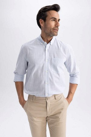 Рубашка стандартного кроя из 100% хлопка с длинными рукавами