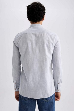 Рубашка приталенного кроя с длинными рукавами из льна