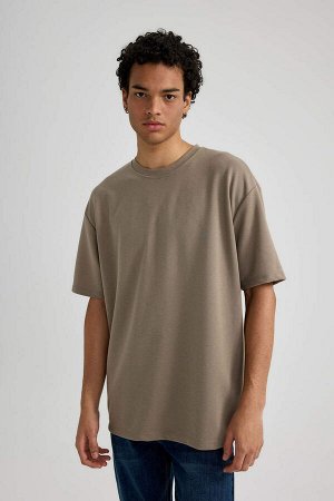 DEFACTO Базовая футболка из плотной ткани с круглым вырезом и короткими рукавами оверсайз
