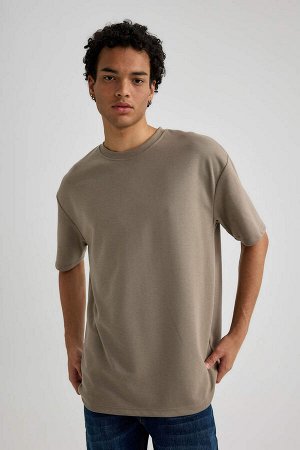 DEFACTO Базовая футболка из плотной ткани с круглым вырезом и короткими рукавами оверсайз