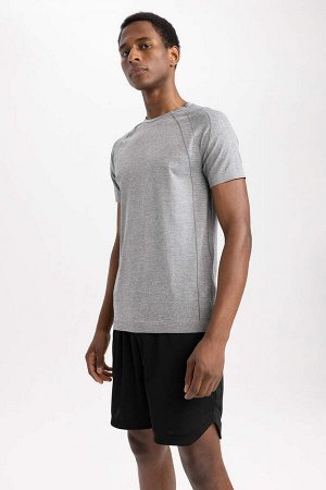 DeFactoFit Облегающая футболка с круглым вырезом и короткими рукавами