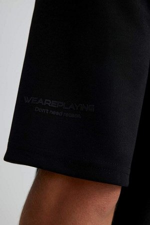 DEFACTO Футболка оверсайз из плотной ткани с круглым вырезом и короткими рукавами с принтом