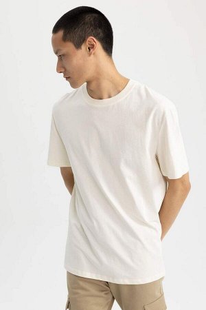 DEFACTO Новая базовая футболка стандартного кроя с круглым вырезом и короткими рукавами из 100% хлопка